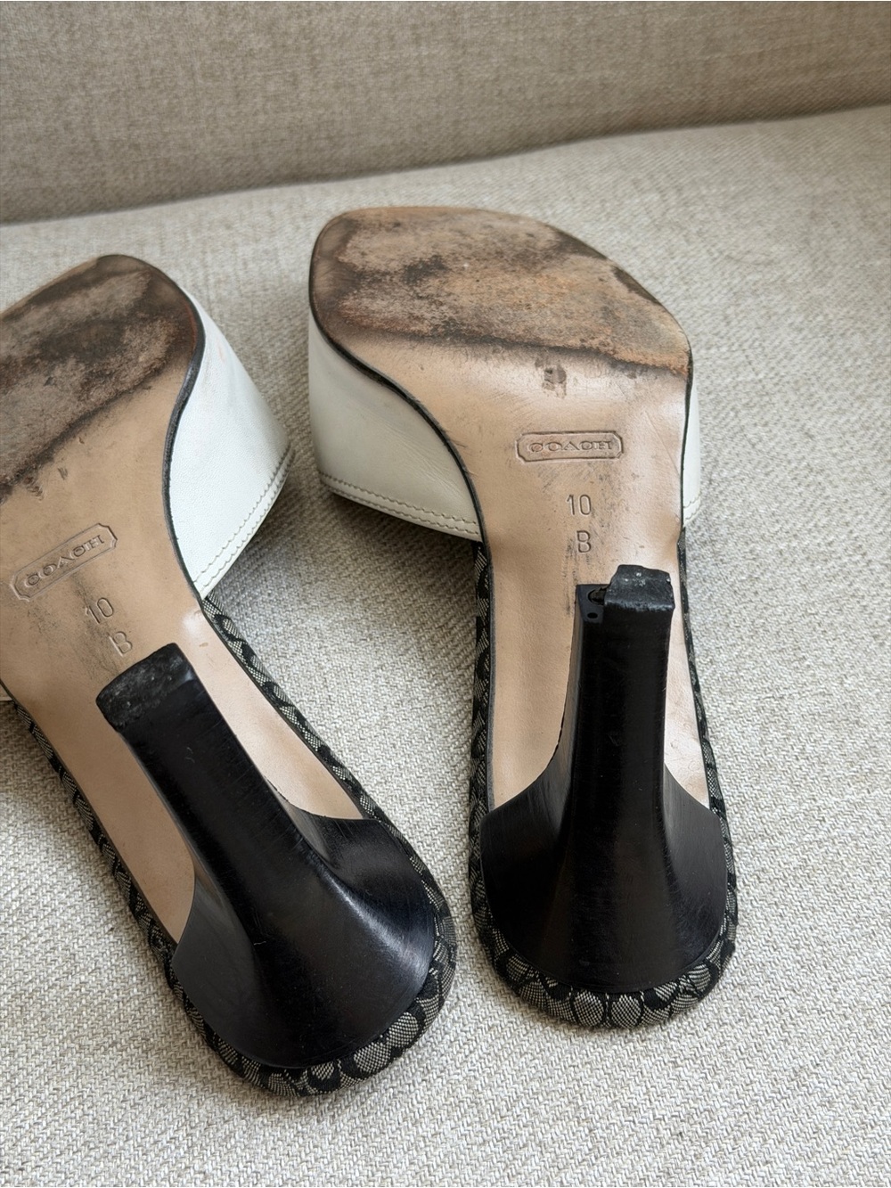 COACH Women's White Leather Slide Sandals vintage - Picture 6 of 9